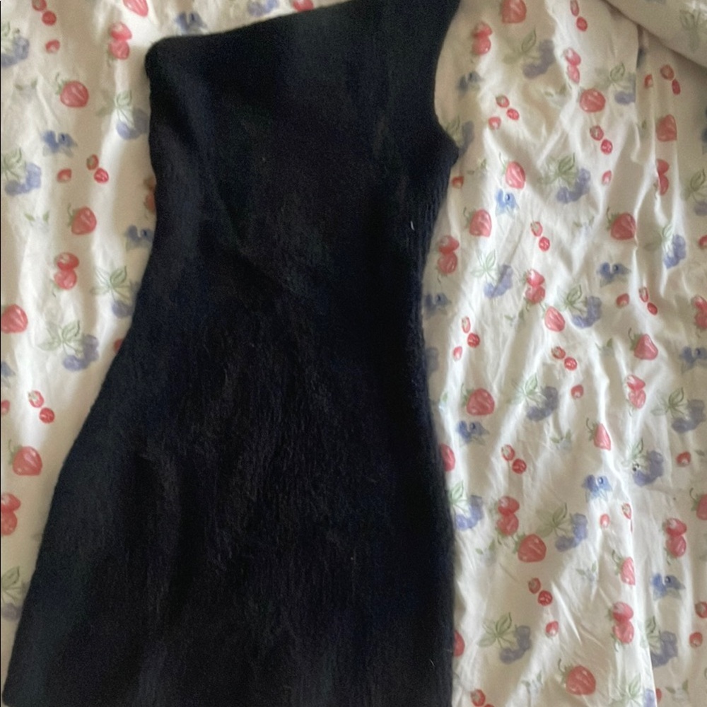 WARDROBE.NYC Black One Shoulder Sweater Dress